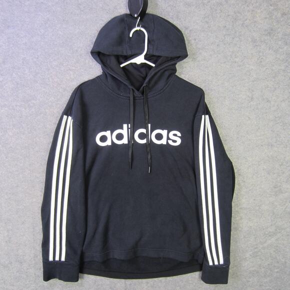 Adidas Hoodie Womens Extra Large Black Stripes Pullover Sweatshirt Logo Athletic - Picture 1 of 8